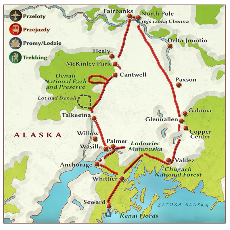 Alaska trasa podróży